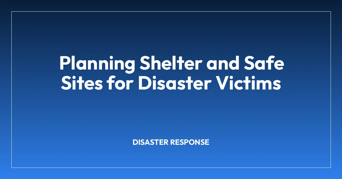 Planning Shelter and Safe Sites for Disaster Victims