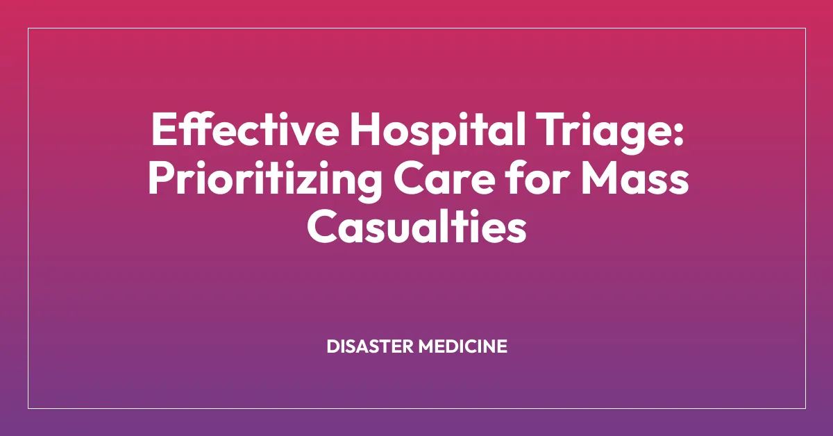 Effective Hospital Triage: Prioritizing Care for Mass Casualties