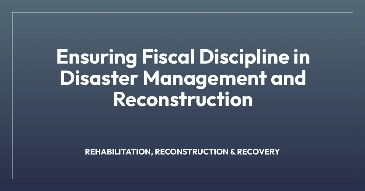 Ensuring Fiscal Discipline in Disaster Management and Reconstruction