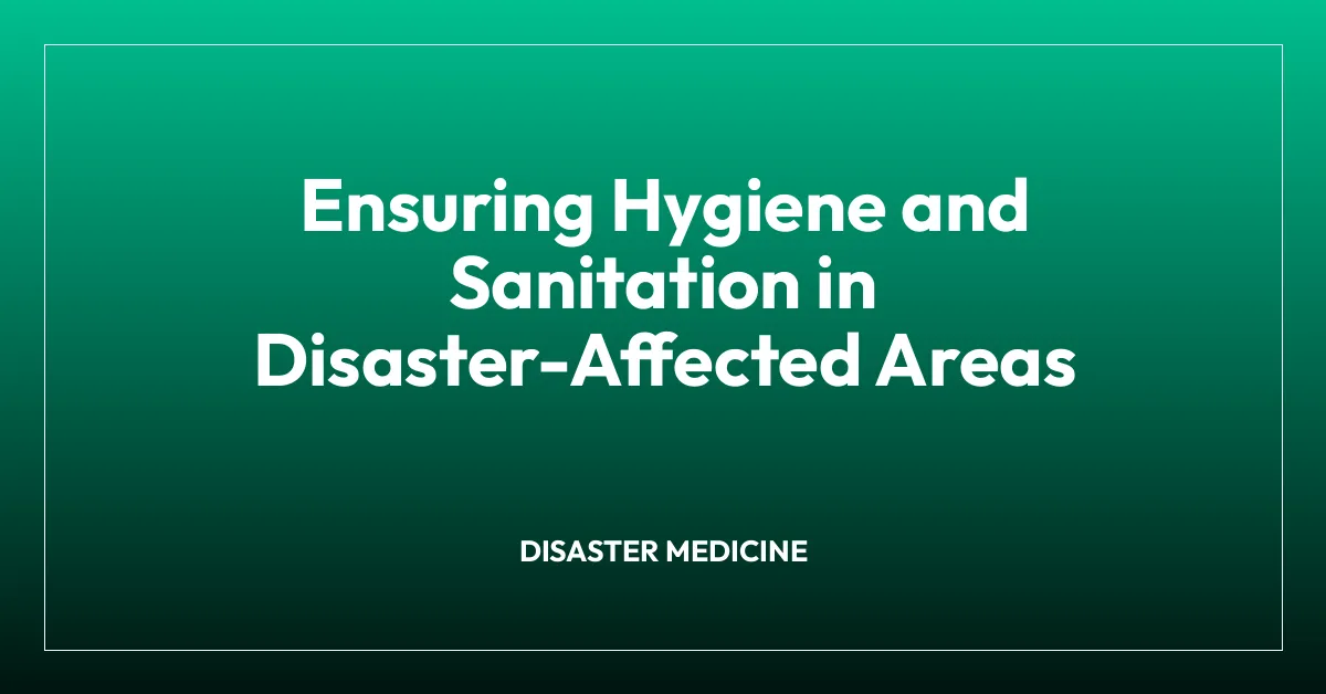 Ensuring Hygiene and Sanitation in Disaster-Affected Areas