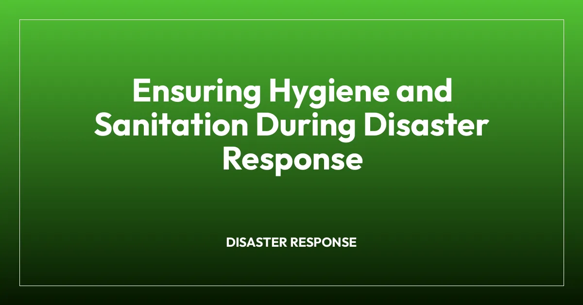 Ensuring Hygiene and Sanitation During Disaster Response