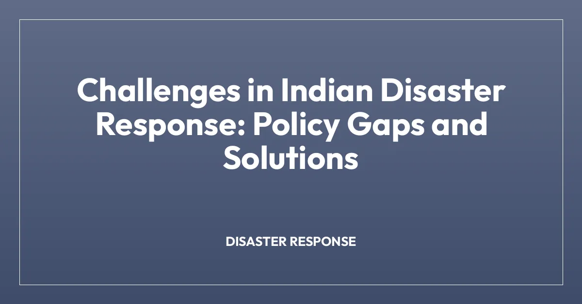 Challenges in Indian Disaster Response: Policy Gaps and Solutions