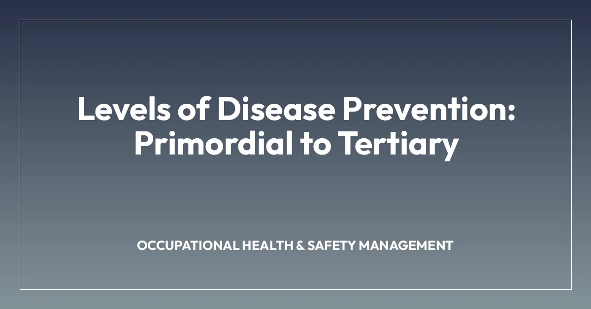 Levels of Disease Prevention: Primordial to Tertiary