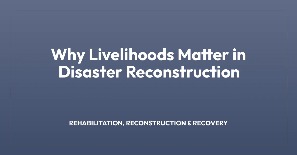 Why Livelihoods Matter in Disaster Reconstruction
