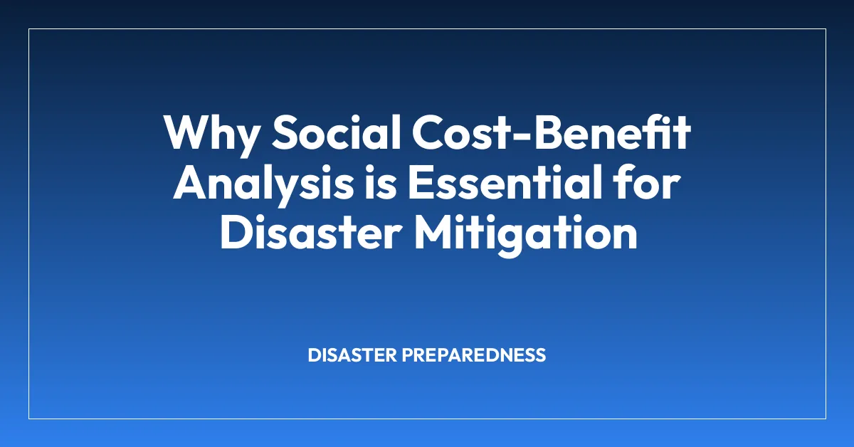 Why Social Cost-Benefit Analysis is Essential for Disaster Mitigation