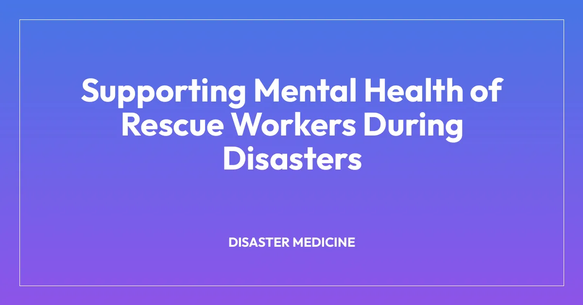 Supporting Mental Health of Rescue Workers During Disasters