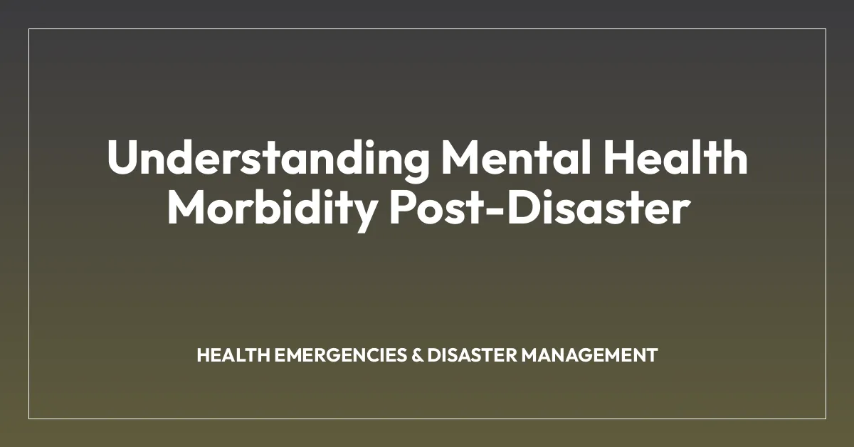 Understanding Mental Health Morbidity Post-Disaster