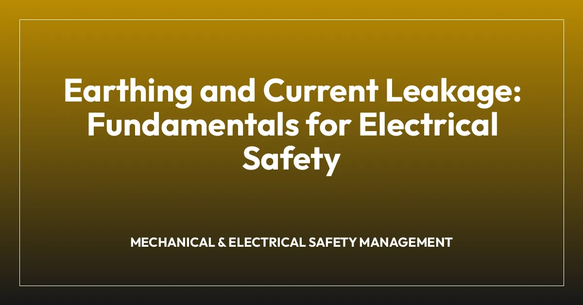 Earthing and Current Leakage: Fundamentals for Electrical Safety