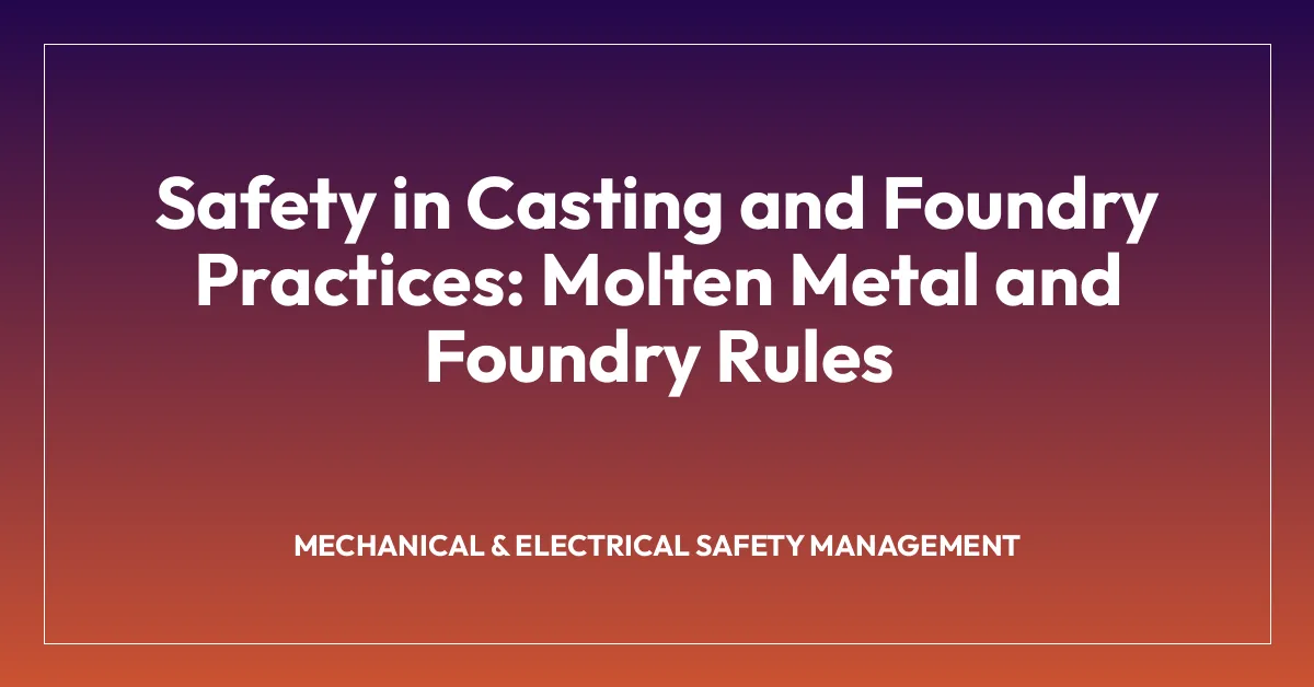 Safety in Casting and Foundry Practices: Molten Metal and Foundry Rules